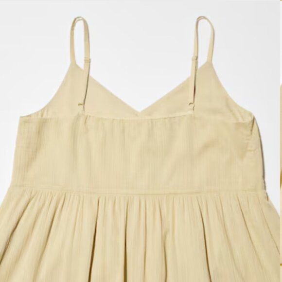Uniqlo Crinkle Cotton Camisole Dress Tiered Flowy Yellow Size XXS (fits XS) NWT - Picture 5 of 6